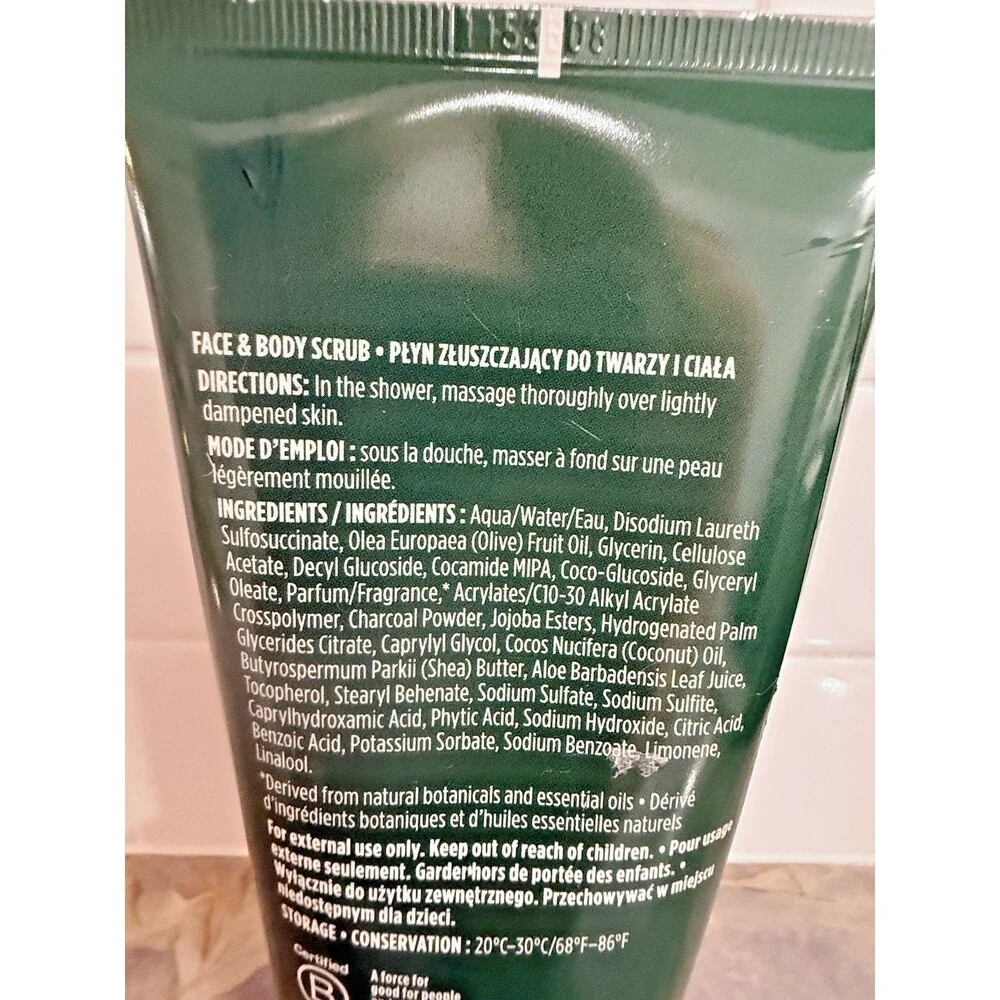 Arbonne Charcoal Exfoliating Face Body Scrub Jojoba Beads 8oz / 237mL New Sealed